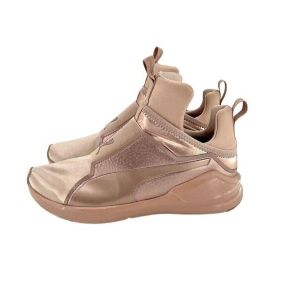 Puma Fierce Women's Trainer High Top Copper Rose Sneakers Pink Satin Sz 7.5